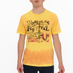 True Religion Men Yellow Tie Dye T-Shirt Graphic Print Short Sleeve Tops