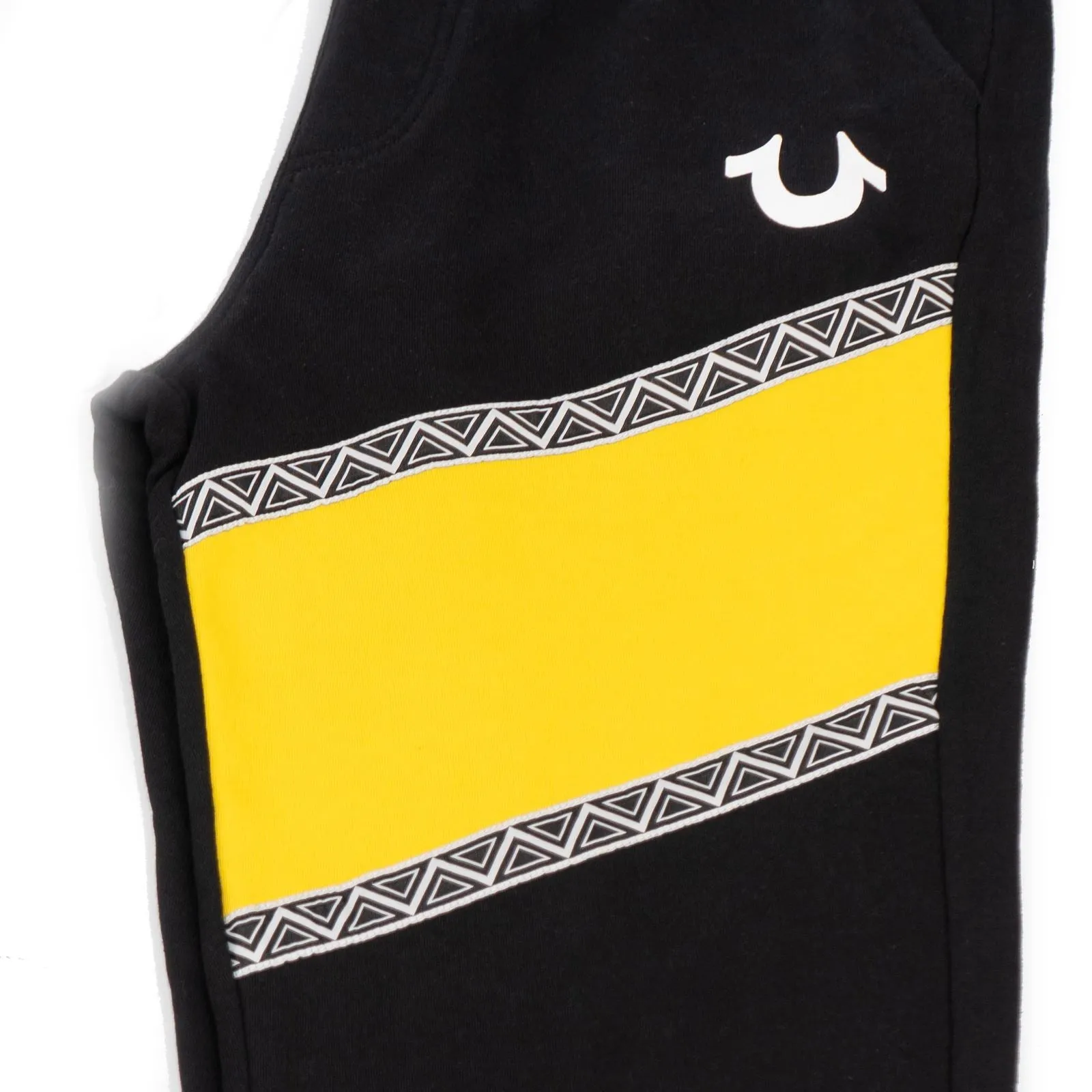 True Religion Mens Black Yellow Detail Jogger Sweatpants