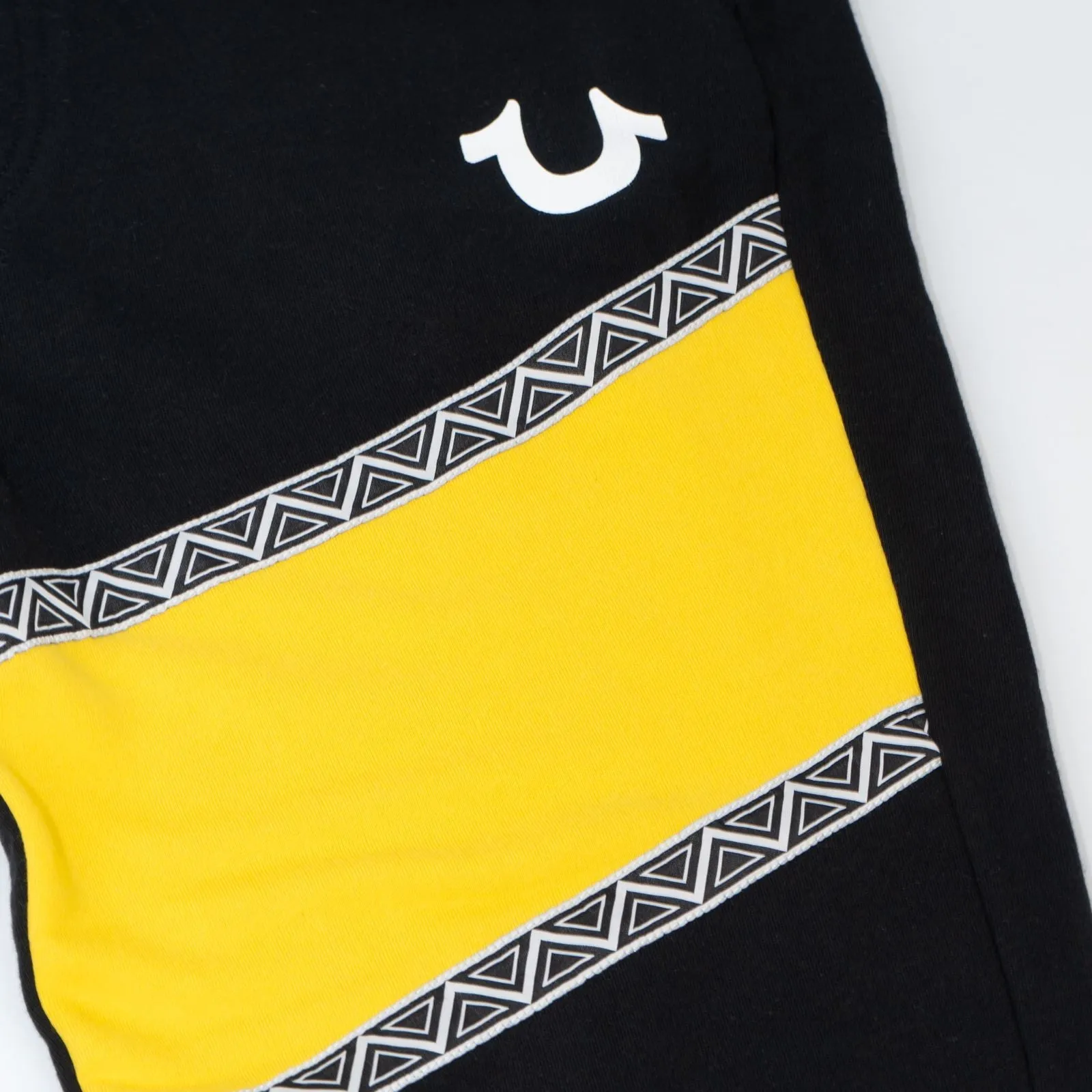 True Religion Mens Black Yellow Detail Jogger Sweatpants