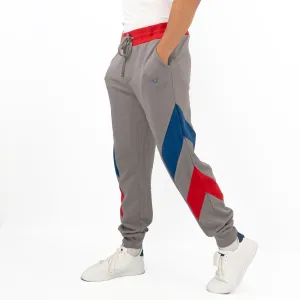 True Religion Mens Grey Chevron Panel Logo Jogger Sweatpants