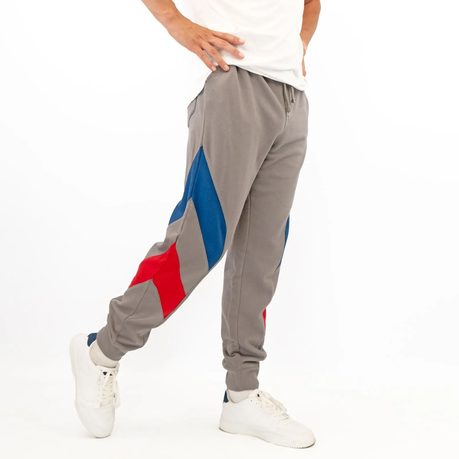 True Religion Mens Grey Chevron Panel Logo Jogger Sweatpants