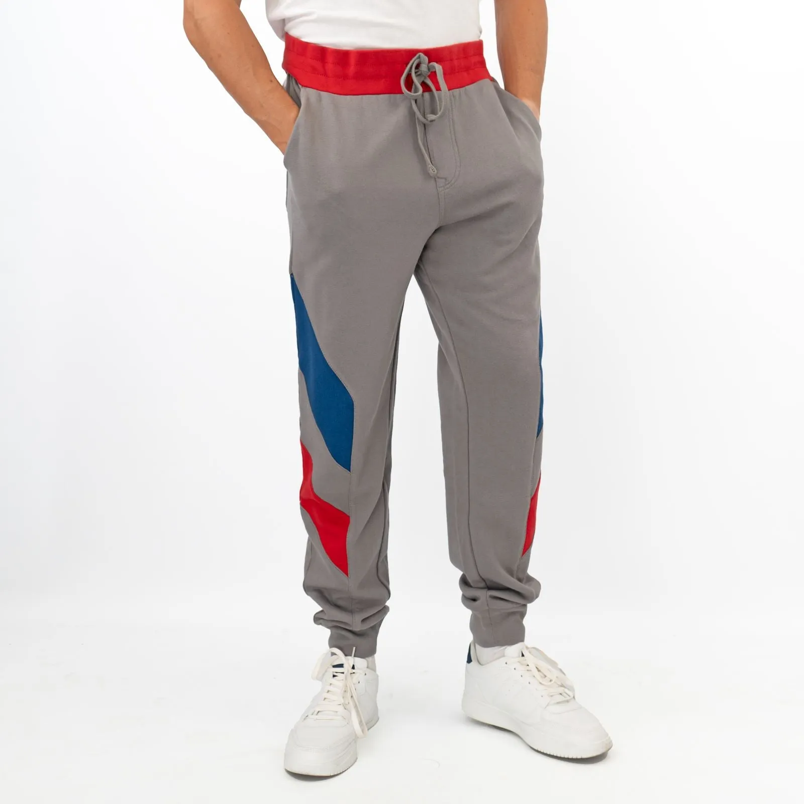 True Religion Mens Grey Chevron Panel Logo Jogger Sweatpants