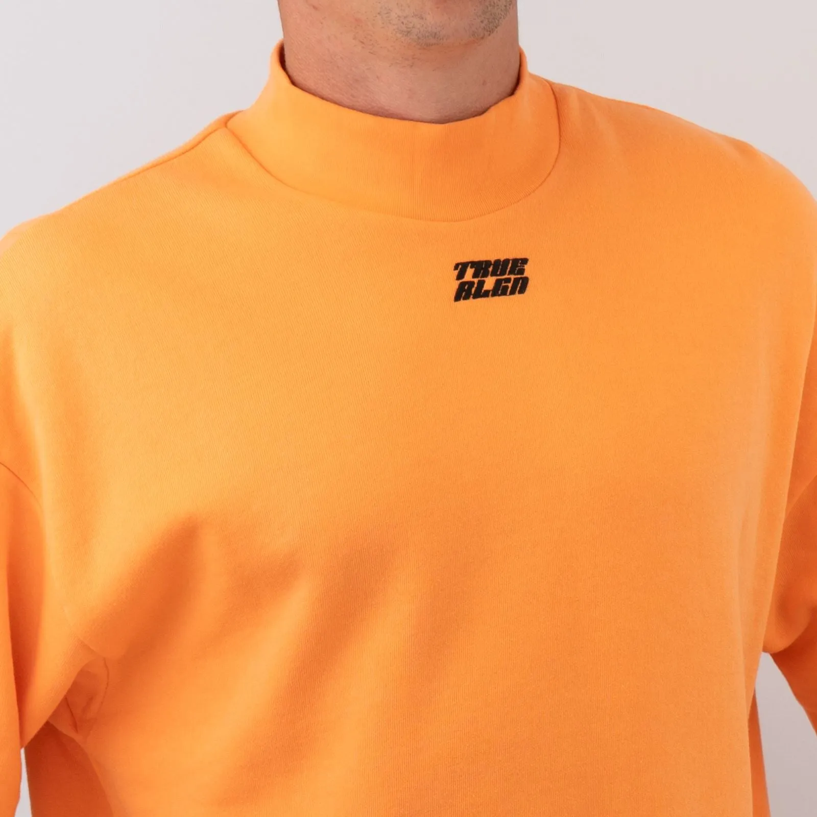 True Religion Mens High Neck Orange Short Sleeve Top
