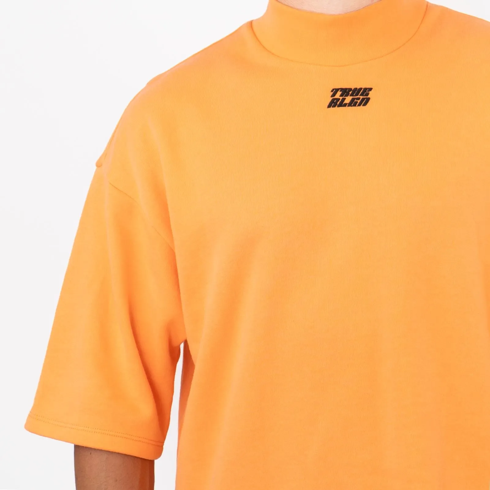 True Religion Mens High Neck Orange Short Sleeve Top
