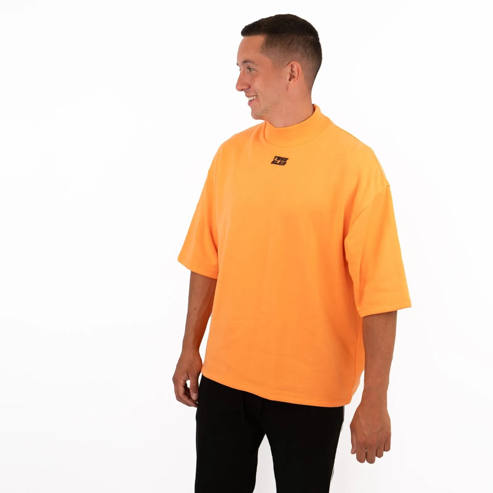 True Religion Mens High Neck Orange Short Sleeve Top