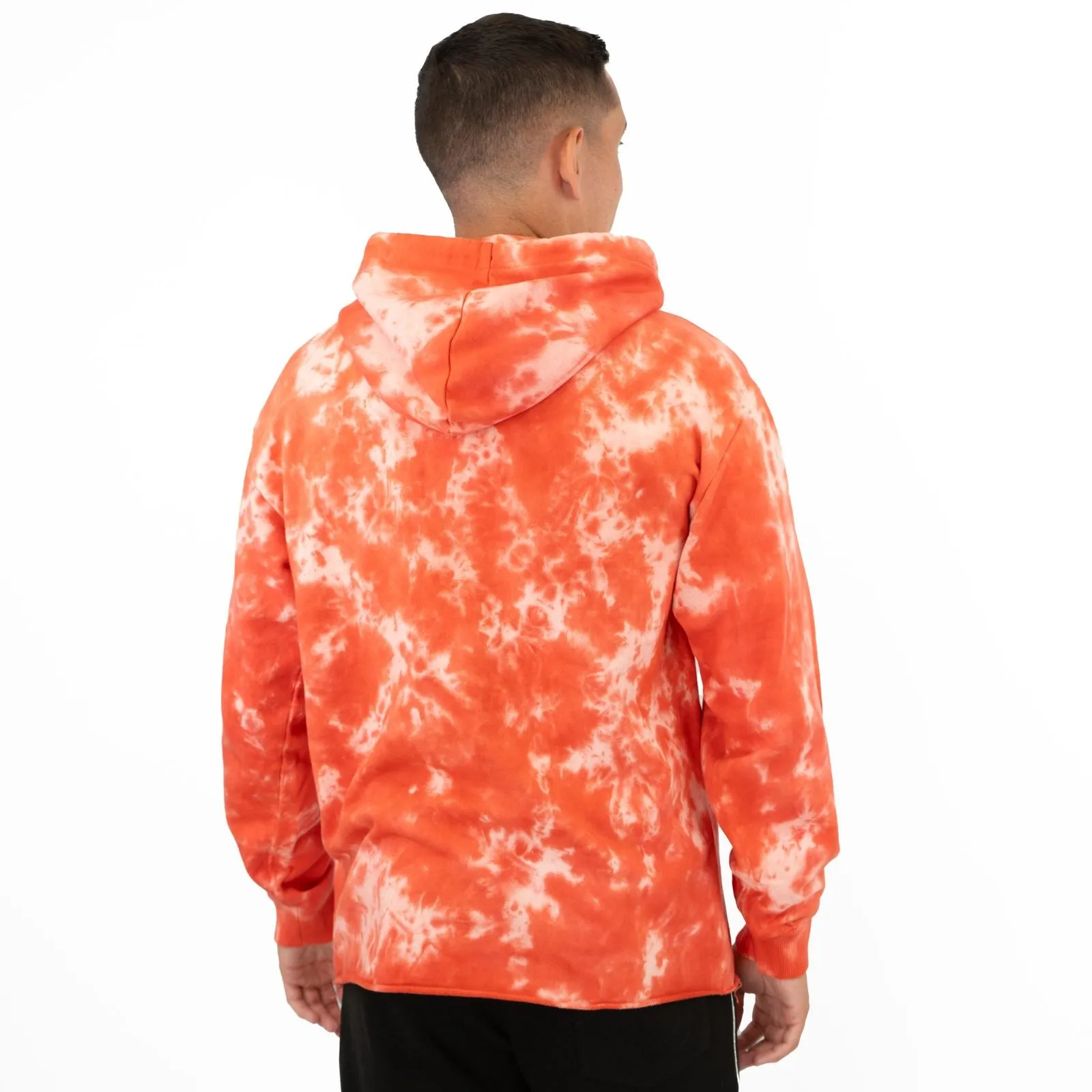 True Religion Mens Orange Tie Dye Pullover Hoodie Long Sleeve Tops