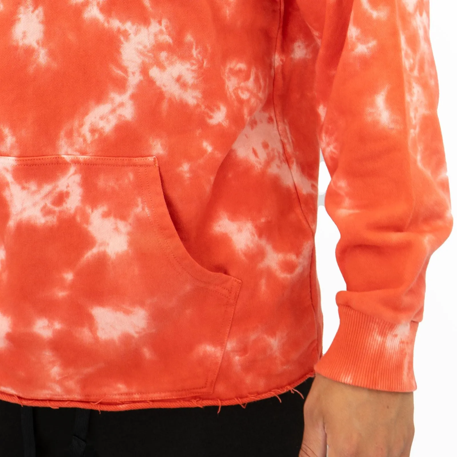 True Religion Mens Orange Tie Dye Pullover Hoodie Long Sleeve Tops