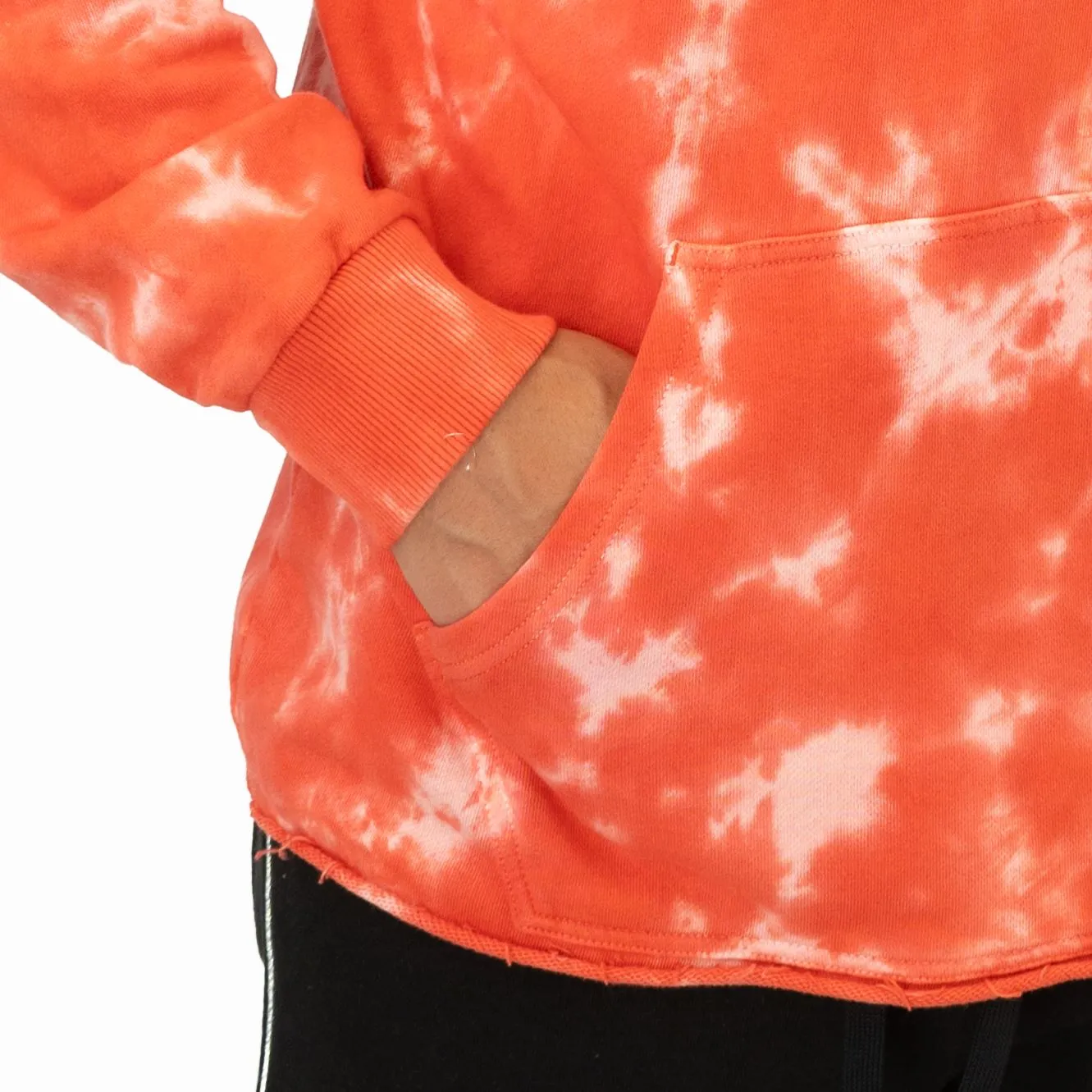 True Religion Mens Orange Tie Dye Pullover Hoodie Long Sleeve Tops