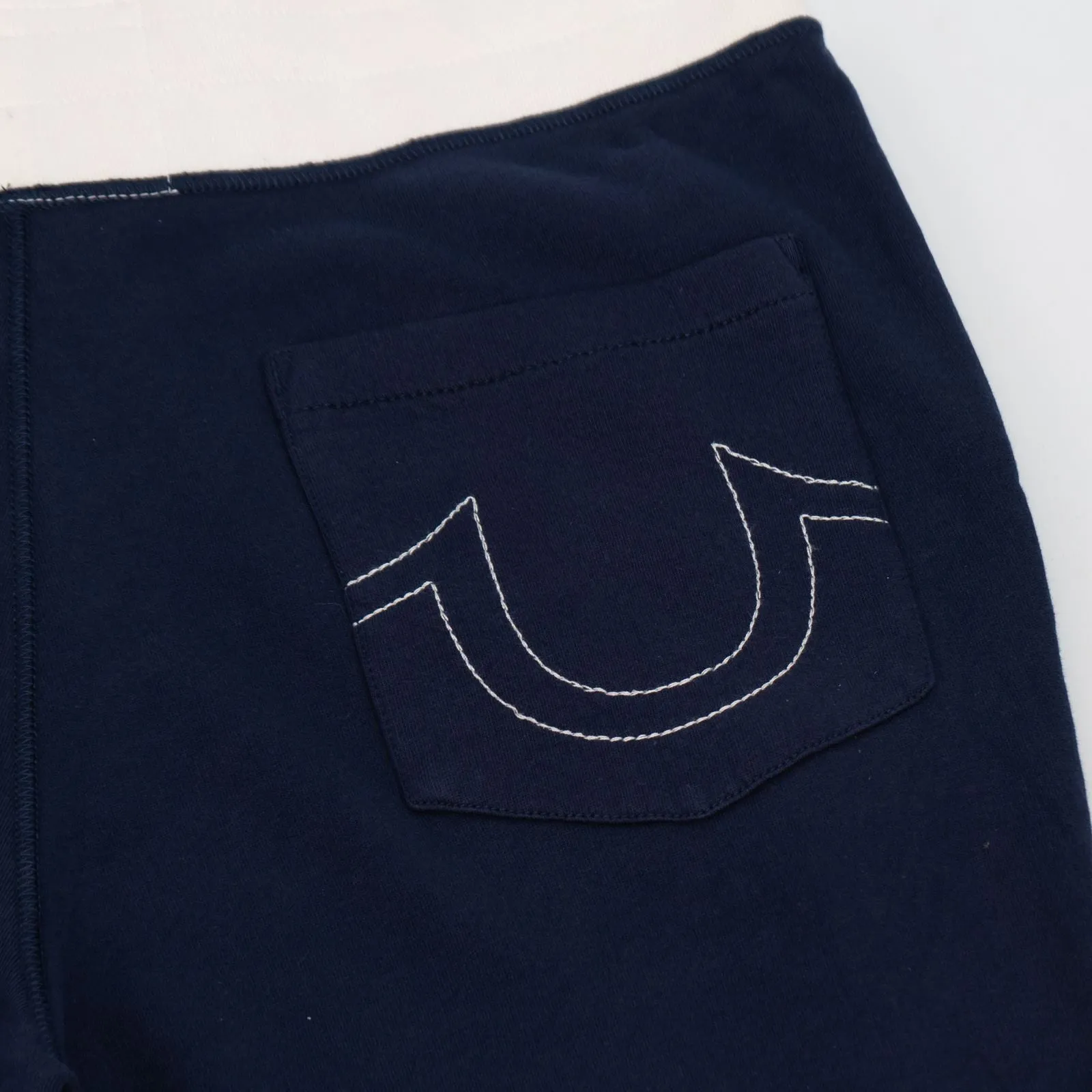True Religion Mens Shorts Navy White Waist