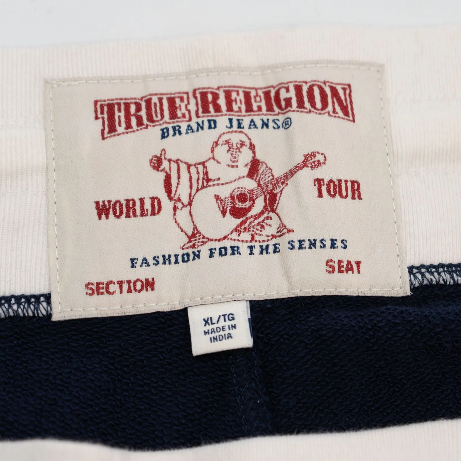 True Religion Mens Shorts Navy White Waist