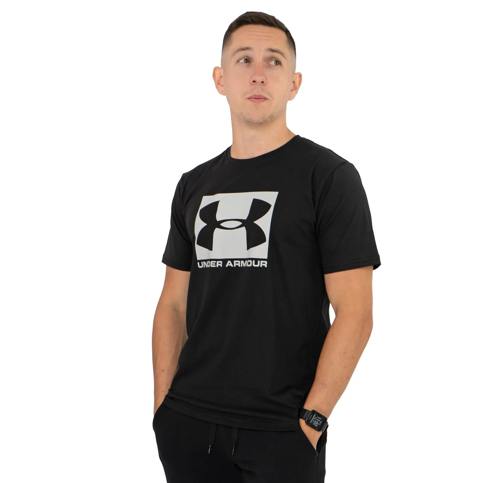 Under Armour Men Logo Print Sportstyle Black Short Sleeve T-shirt