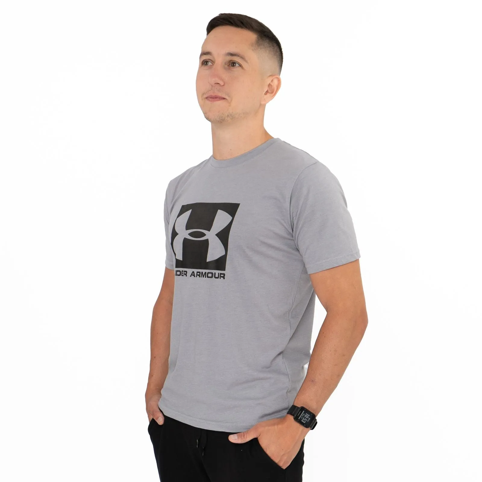 Under Armour Men Logo Print Sportstyle Grey Short Sleeve T-shirt