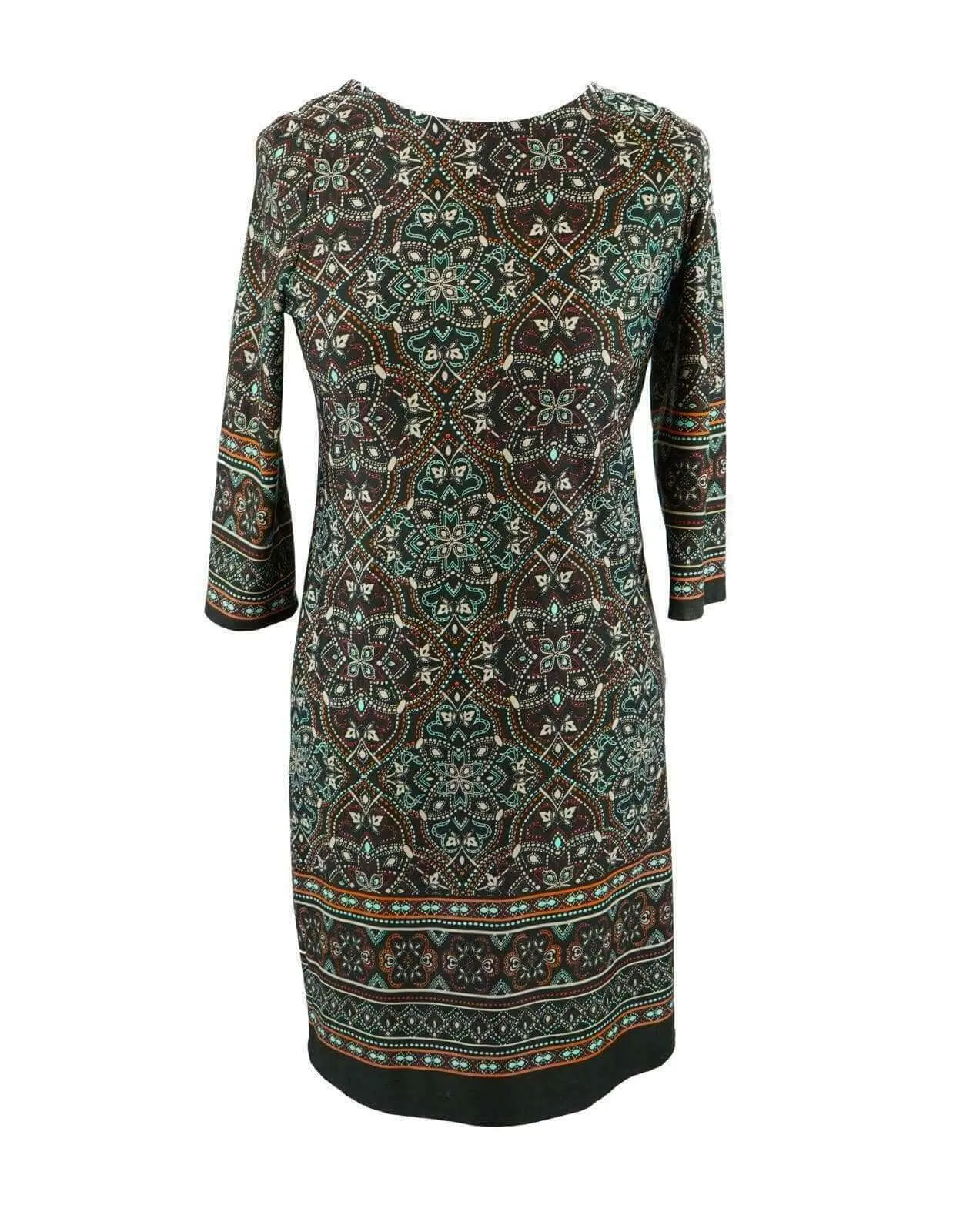 Wallis Brown Supersoft Geometric Longline 3/4 Sleeve Tunic Top