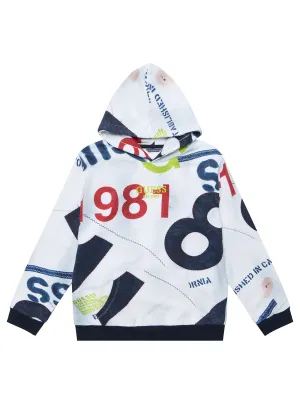 White Graphic Hooded Long Sleeve Active Top (7-16) Guess