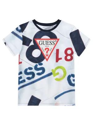 White Graphic Short Sleeve T-Shirt (7-16) Guess
