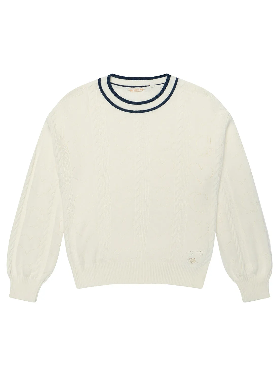 White Long Sleeve Knit Sweater (7-16) Guess