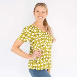 White Stuff Amora Limestone Print Green Short Sleeve Top