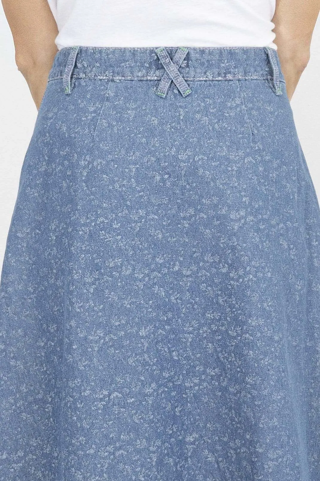 White Stuff Anya Blue Denim Button Midi Skirt