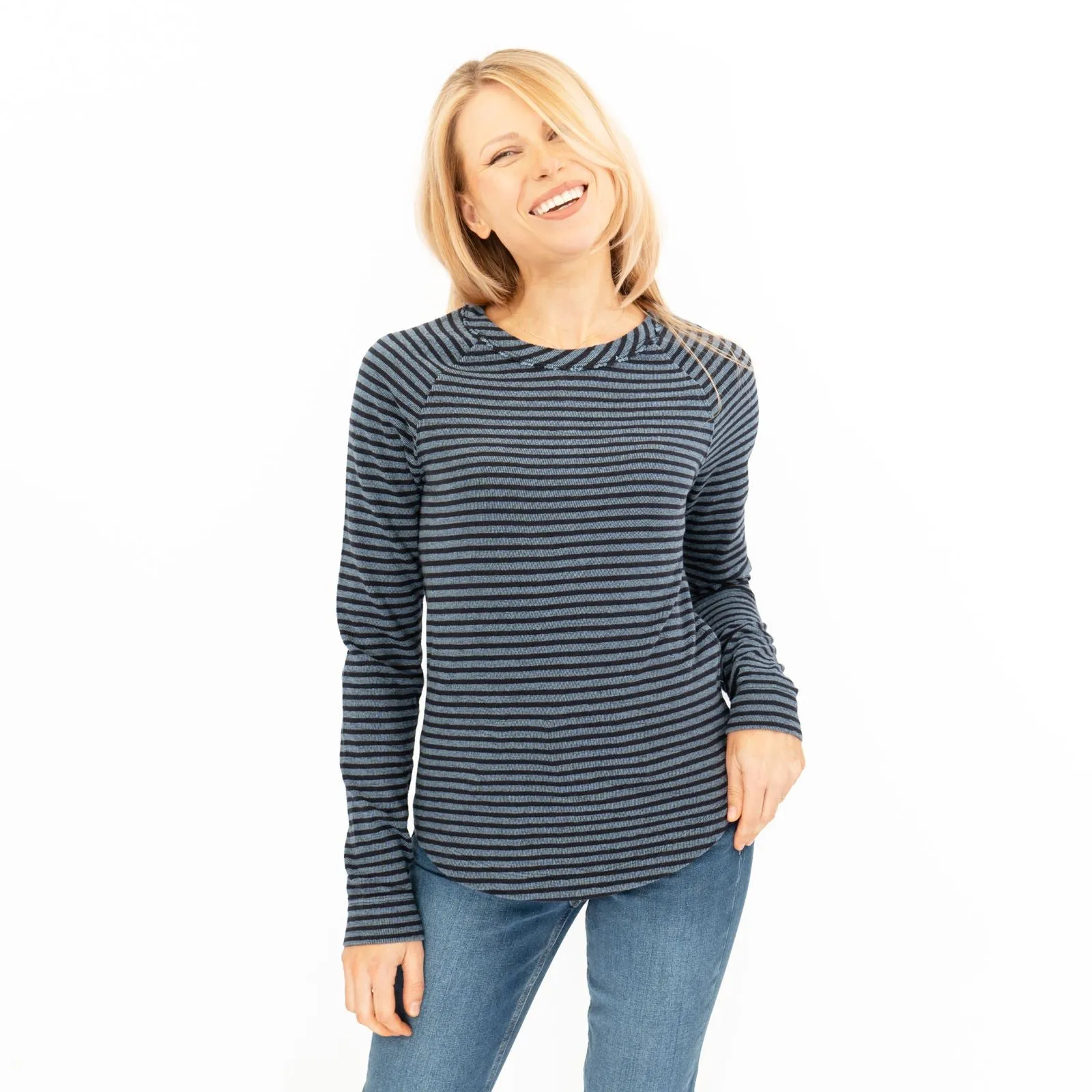 White Stuff Blue Gloria Striped Long Sleeve T-shirt