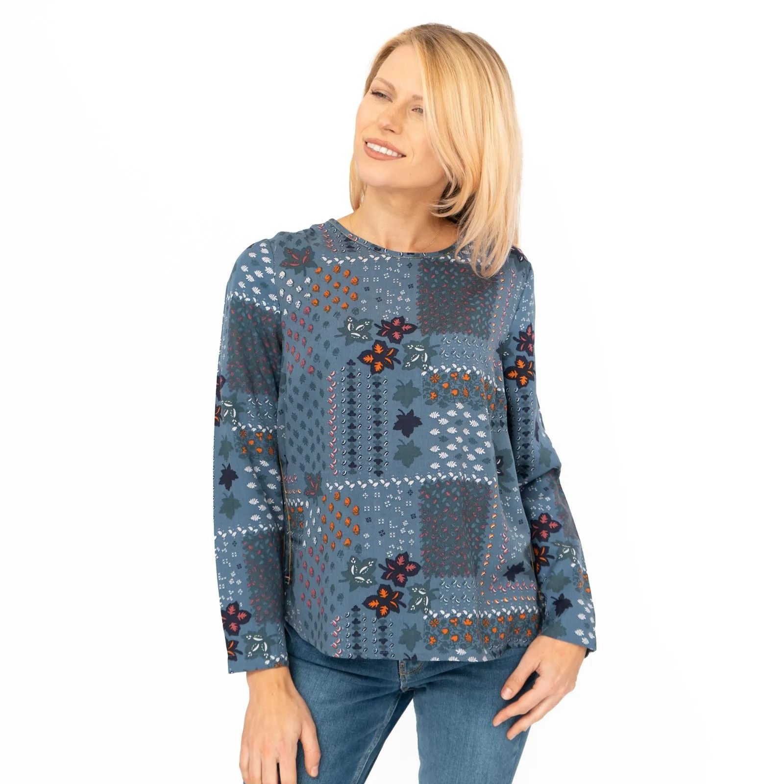 White Stuff Blue Piper Floral Long Sleeve Top