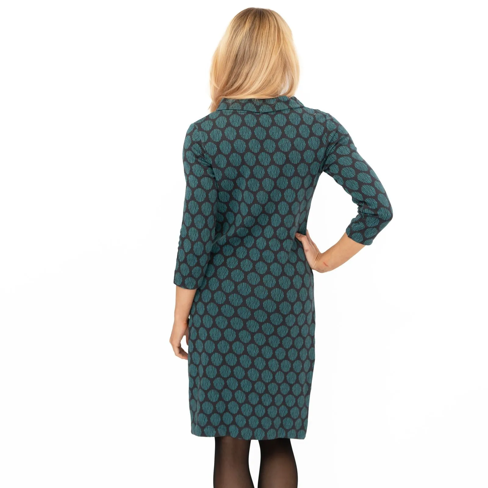 White Stuff Blue Rene Cowl Neck Jacquard Dress