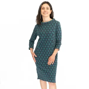 White Stuff Blue Rene Cowl Neck Jacquard Dress