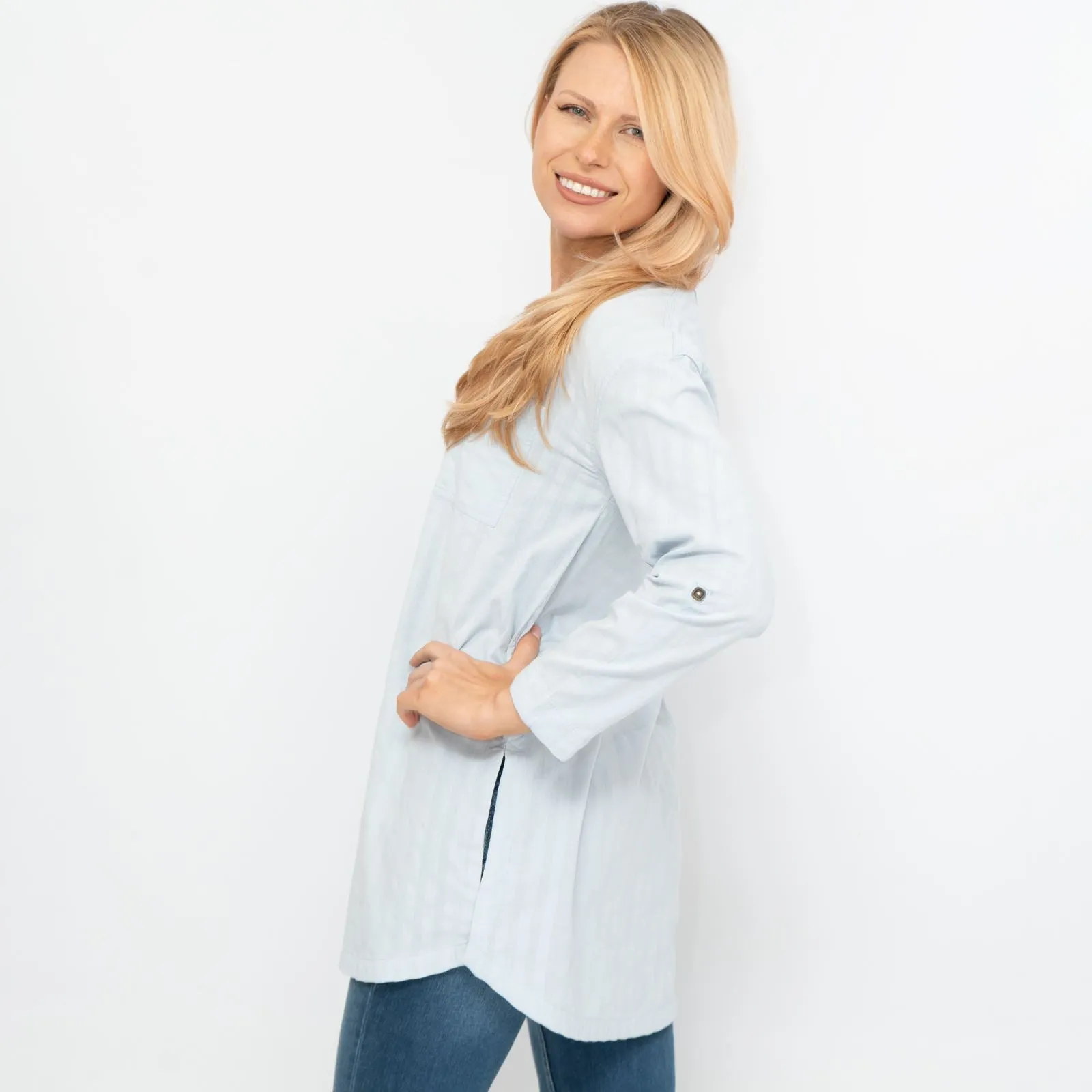 White Stuff Blue Rhiannon Longline Shirt