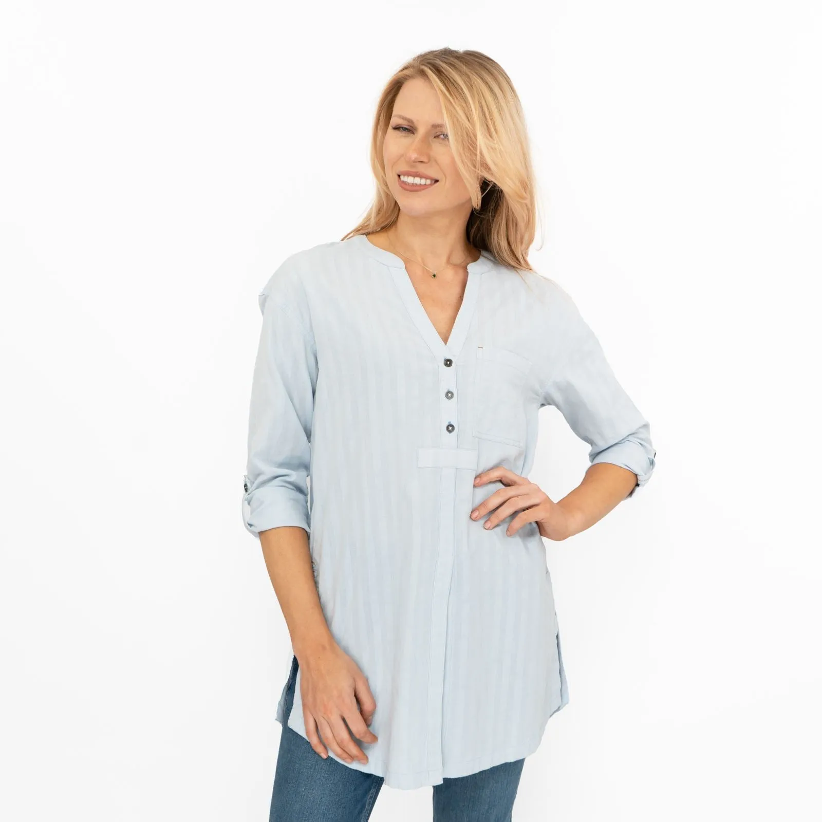 White Stuff Blue Rhiannon Longline Shirt