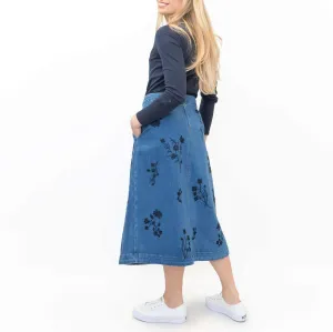 White Stuff Cardamom Embroidery Denim Midi Skirt