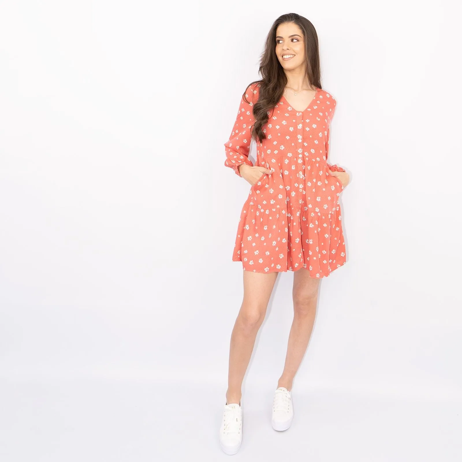 White Stuff Coral Bella Tunic Dress Long Sleeve