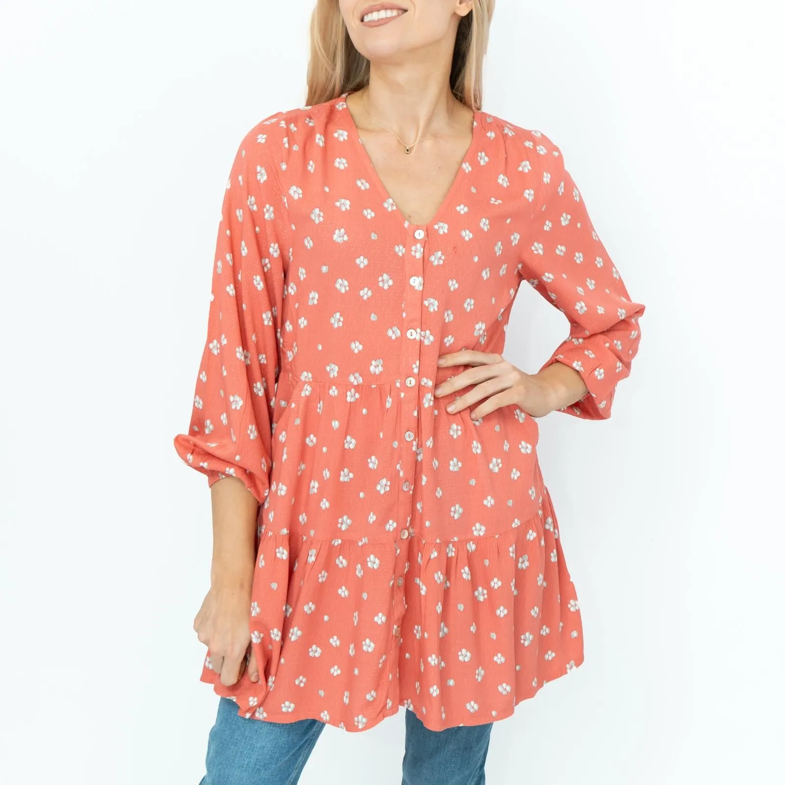 White Stuff Coral Bella Tunic Dress Long Sleeve