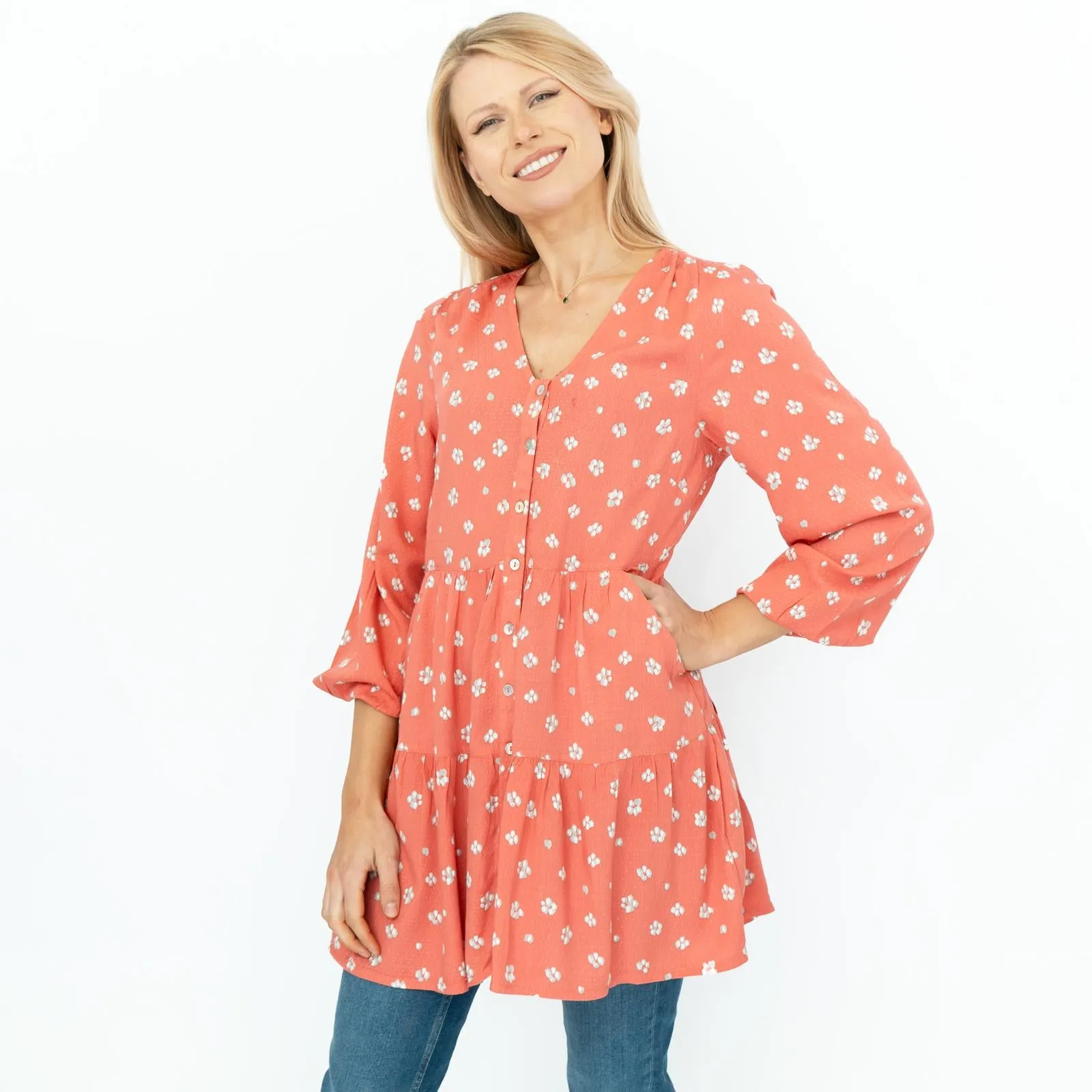 White Stuff Coral Bella Tunic Dress Long Sleeve