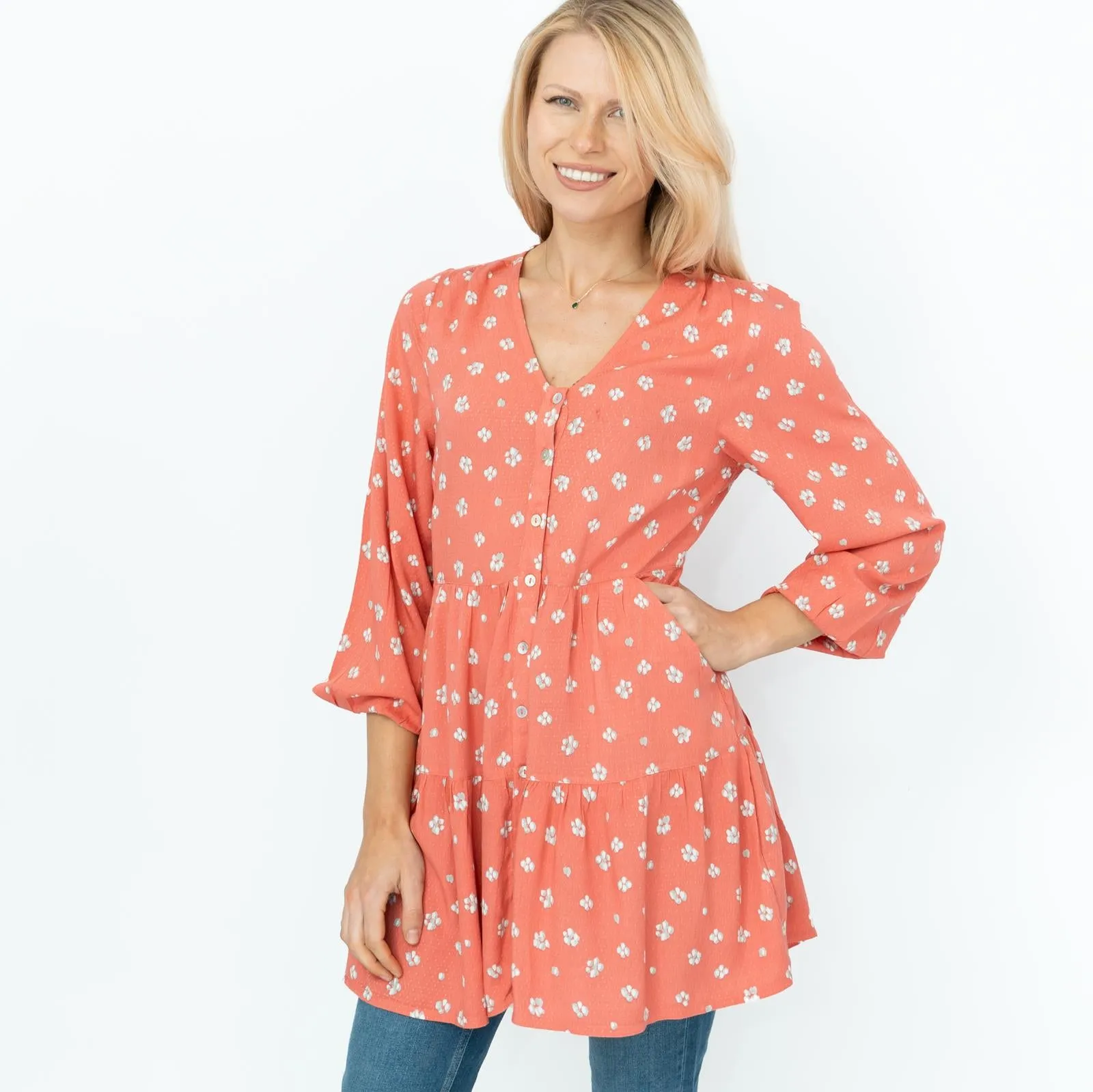 White Stuff Coral Bella Tunic Dress Long Sleeve
