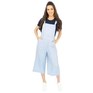 White Stuff Debbie Light Blue Crop Wide Leg Relaxed Dungarees