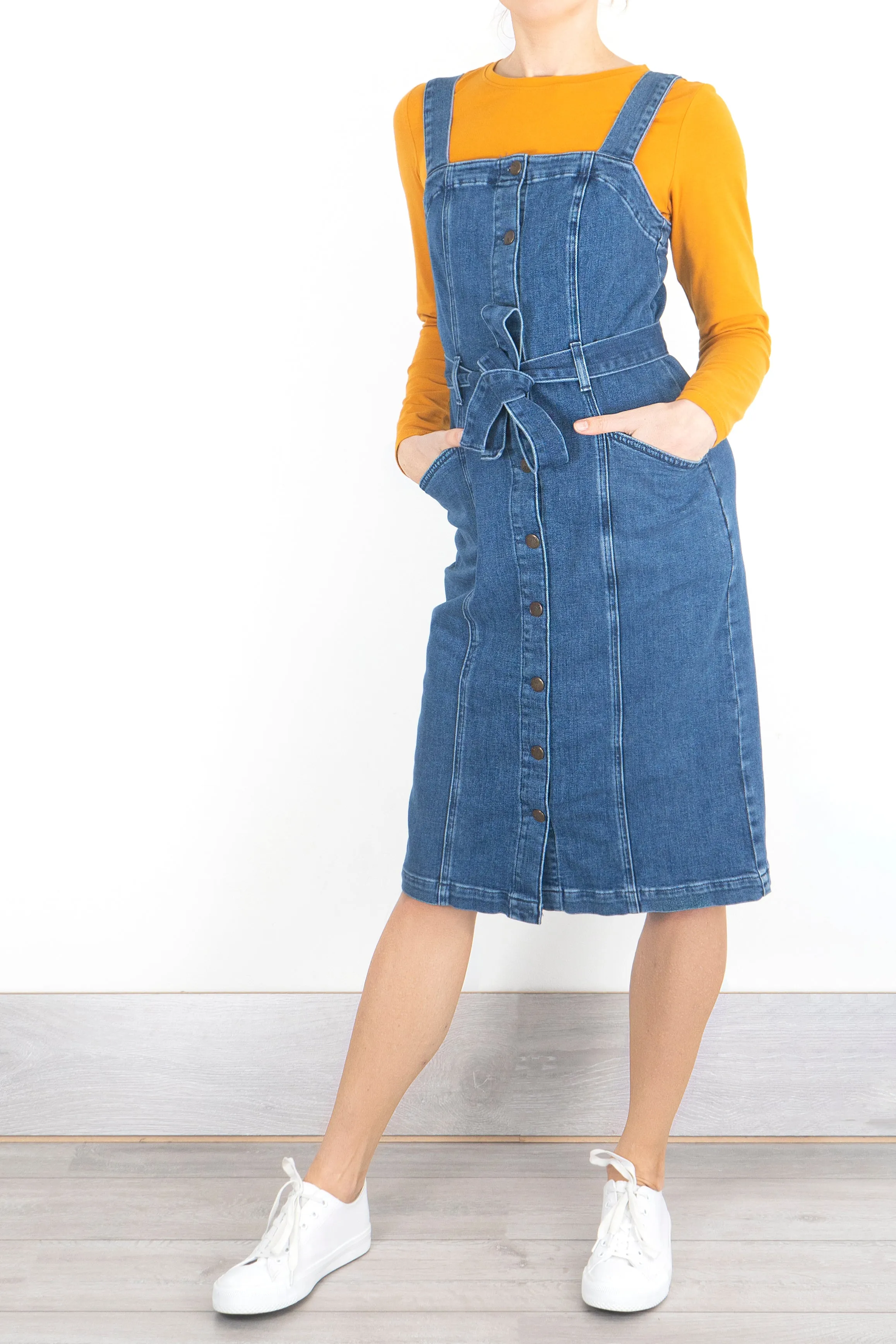 White Stuff Farrow Blue Denim Pinafore Dress