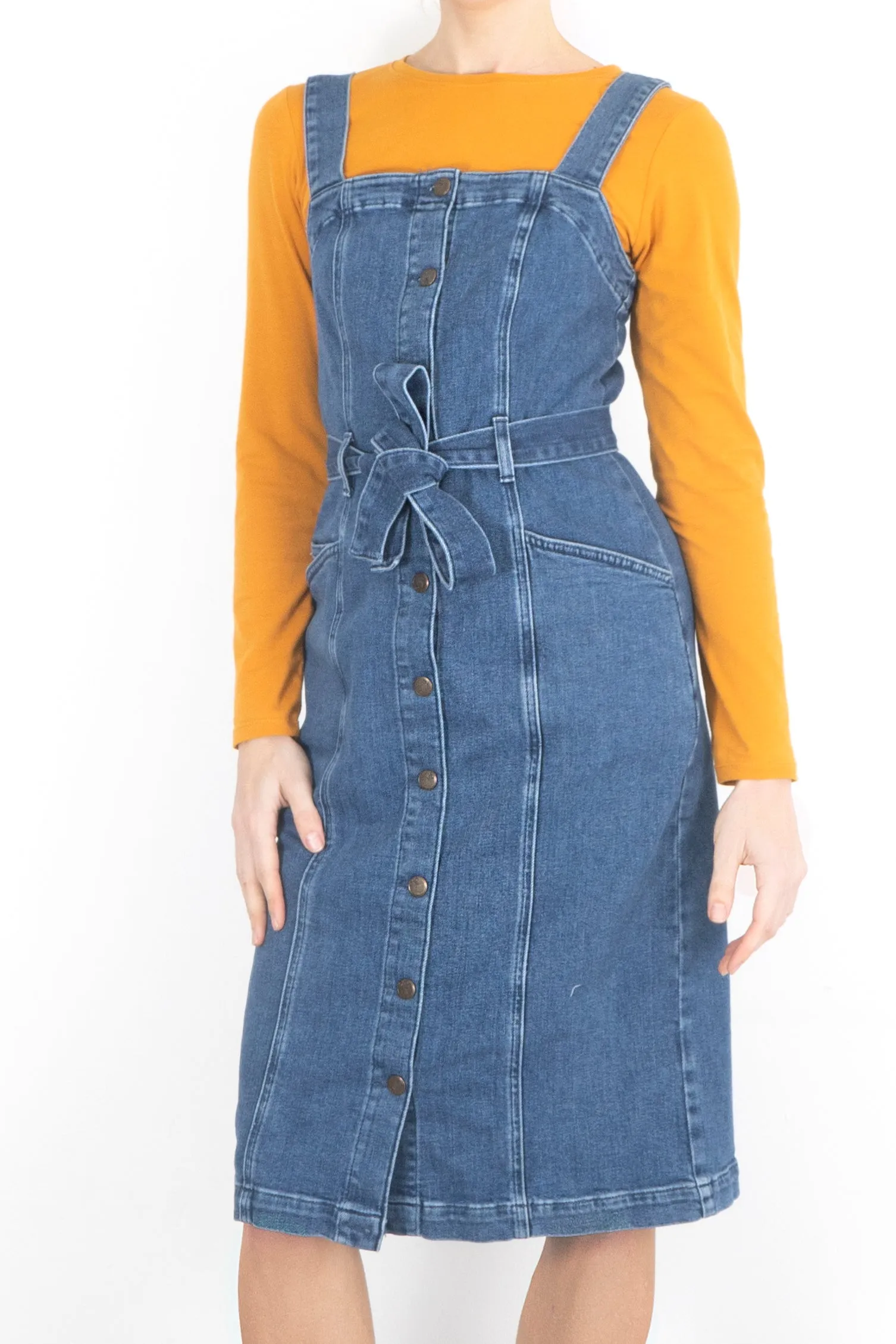 White Stuff Farrow Blue Denim Pinafore Dress