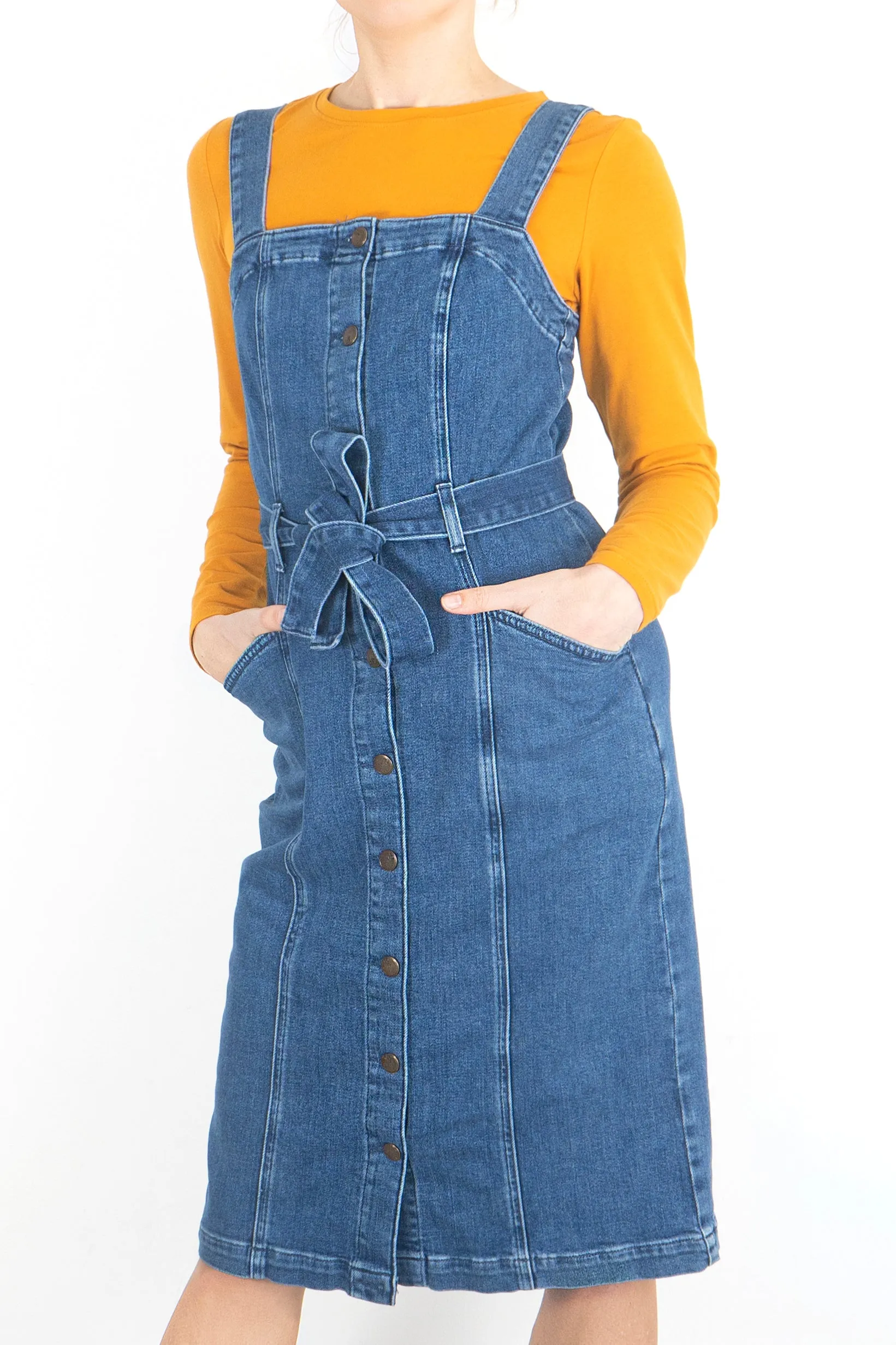 White Stuff Farrow Blue Denim Pinafore Dress