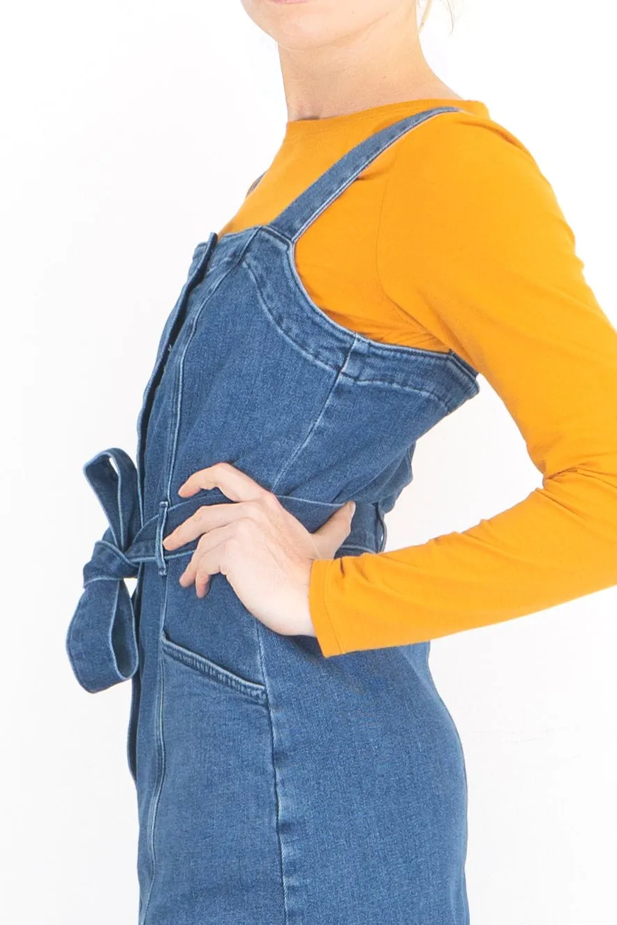 White Stuff Farrow Blue Denim Pinafore Dress