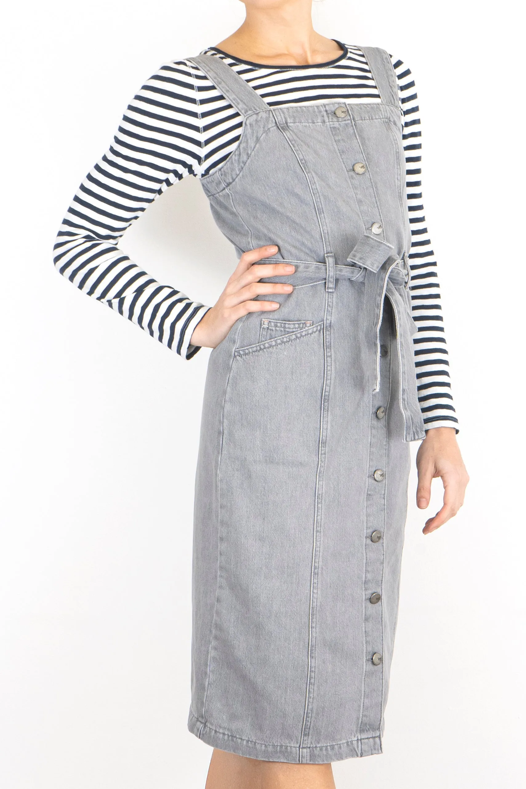 White Stuff Farrow Grey Denim Pinafore Dress