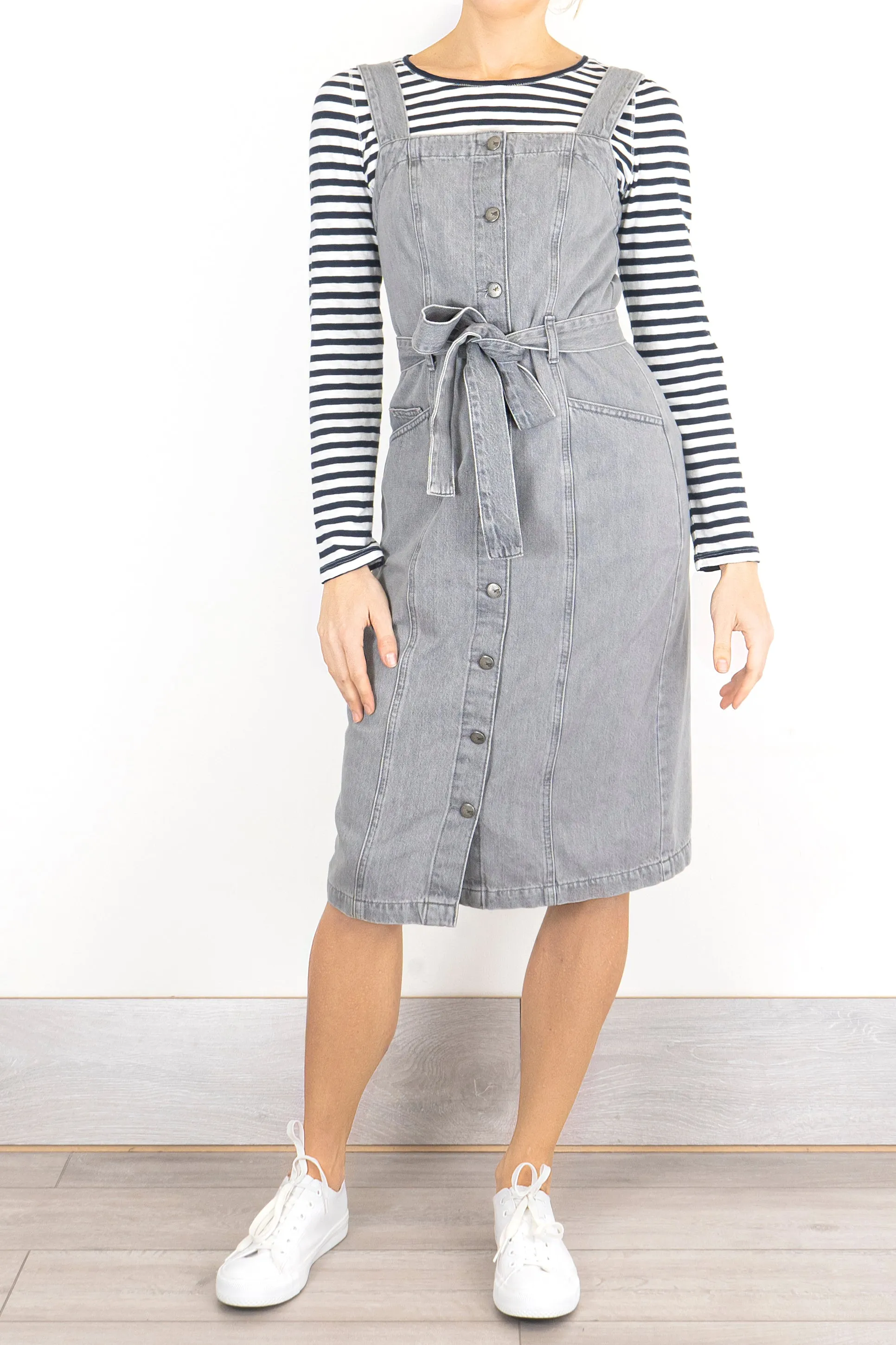 White Stuff Farrow Grey Denim Pinafore Dress
