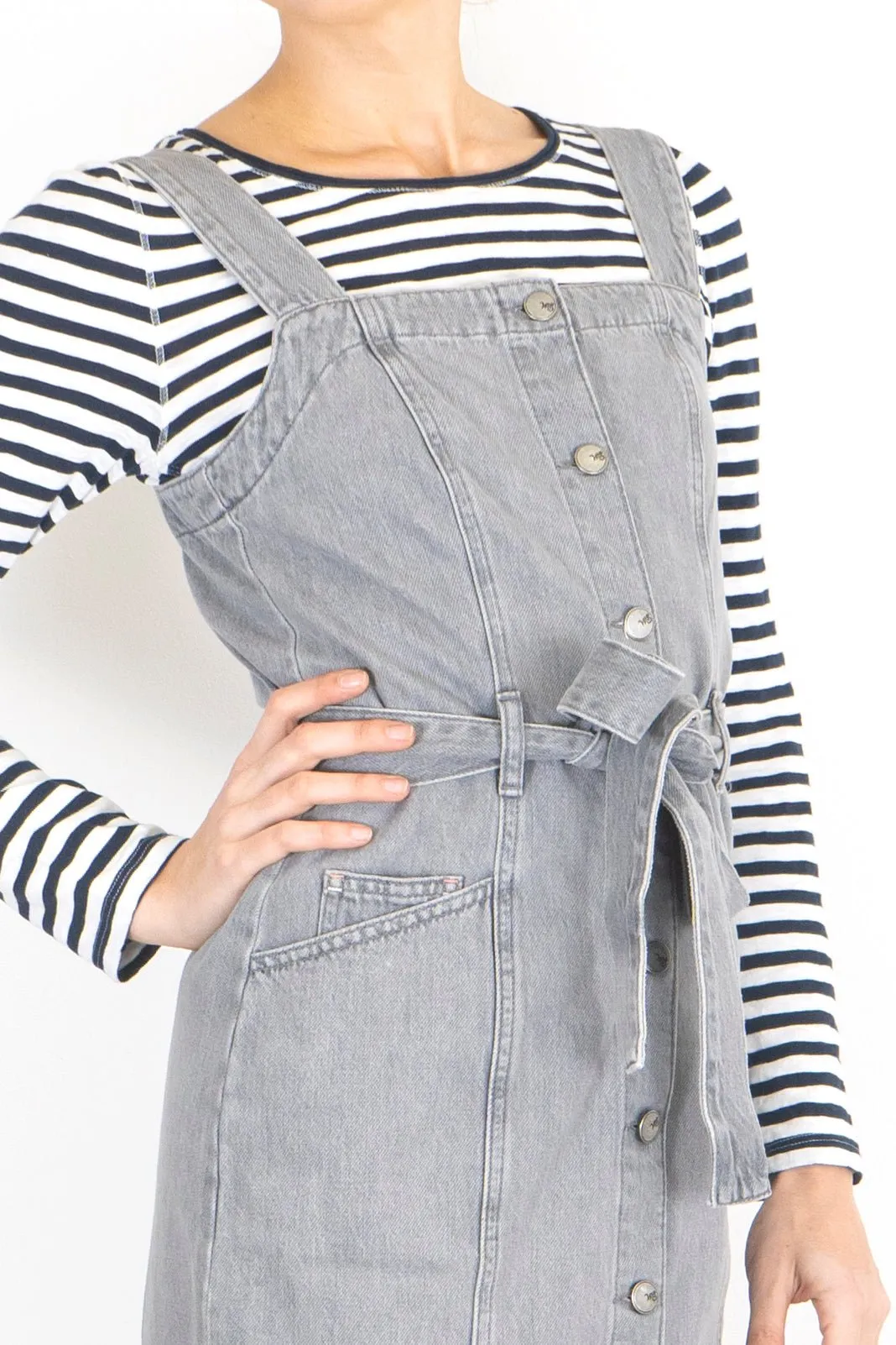 White Stuff Farrow Grey Denim Pinafore Dress