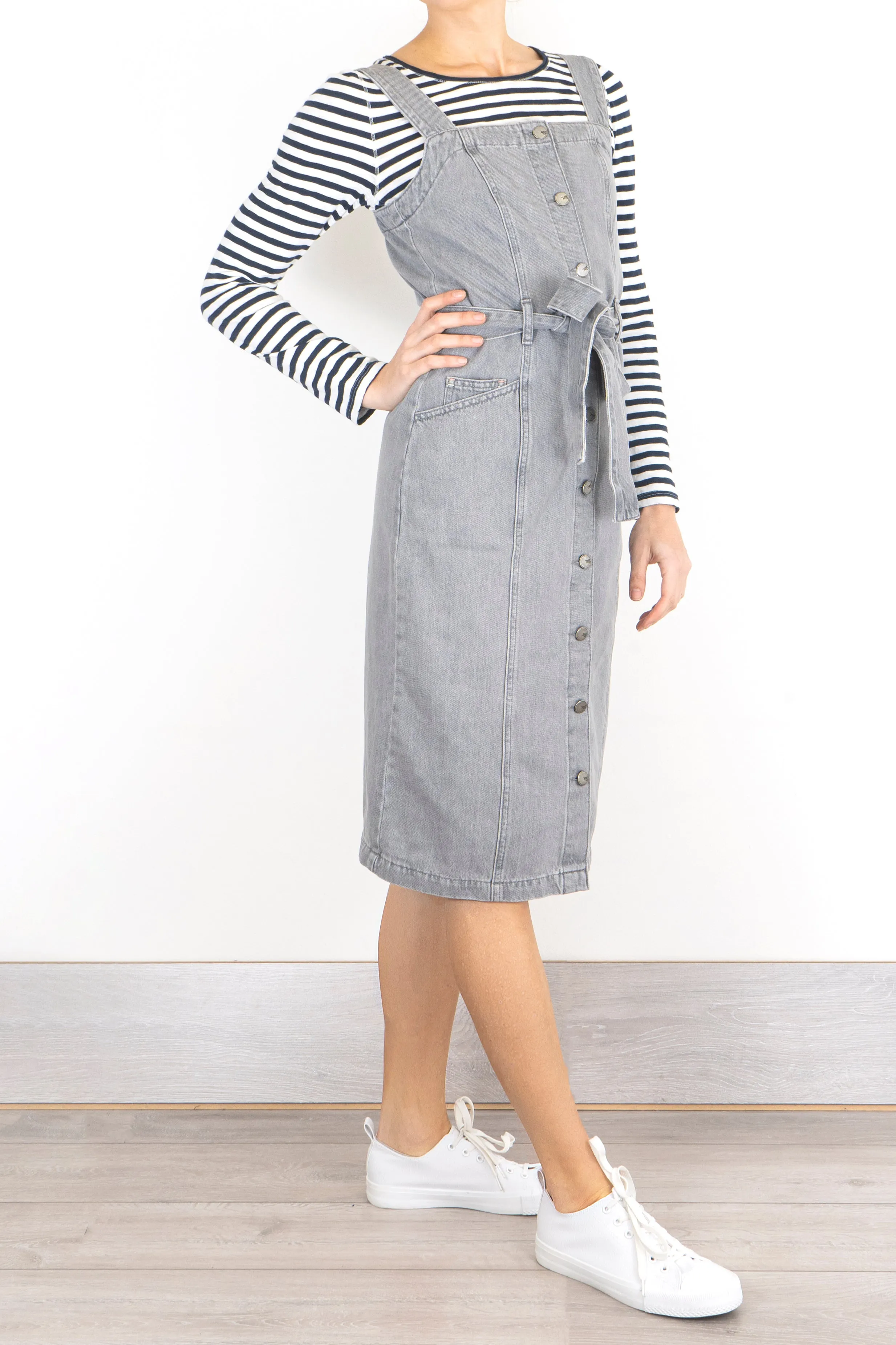 White Stuff Farrow Grey Denim Pinafore Dress