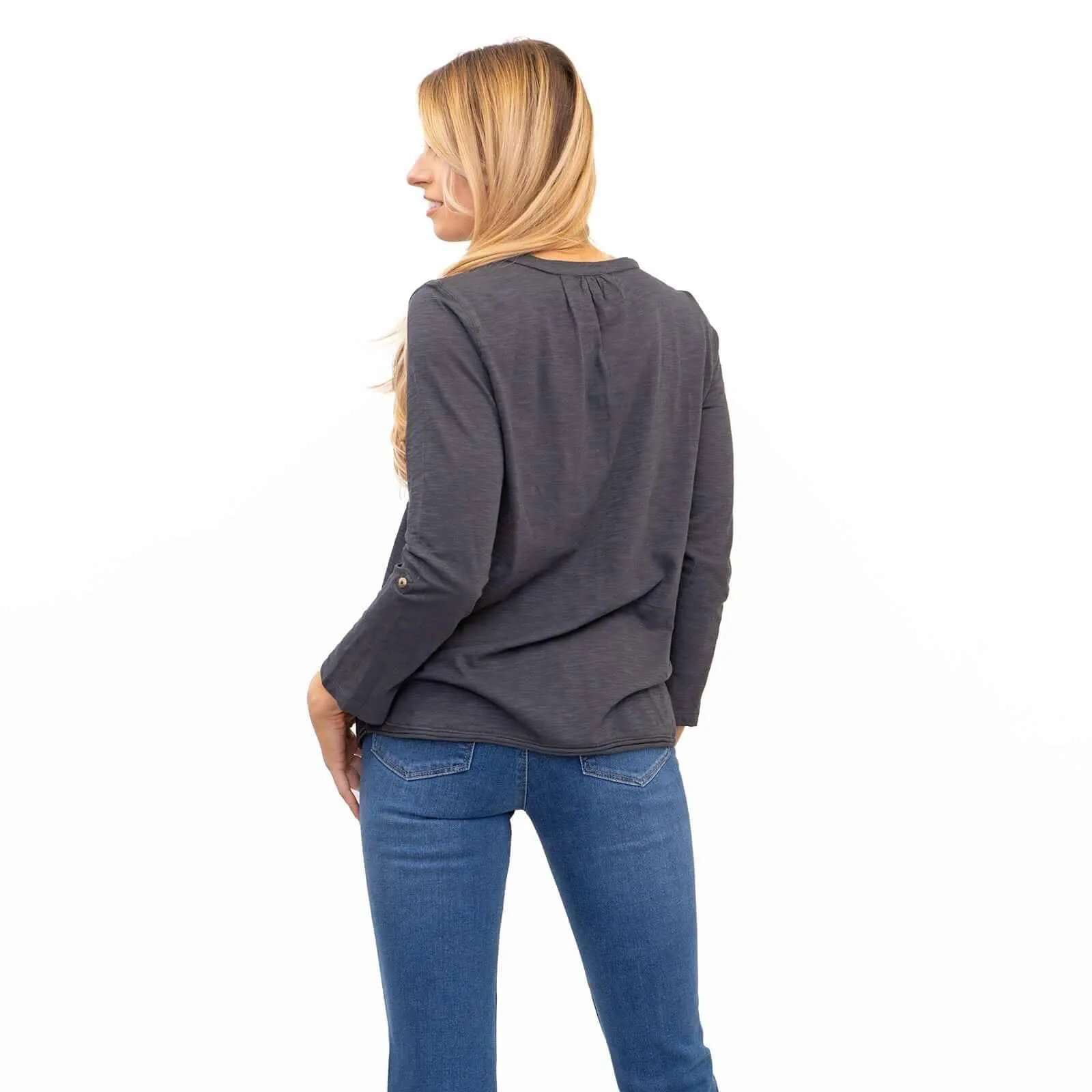 White Stuff Grey Marl Long Sleeve Pocket Top