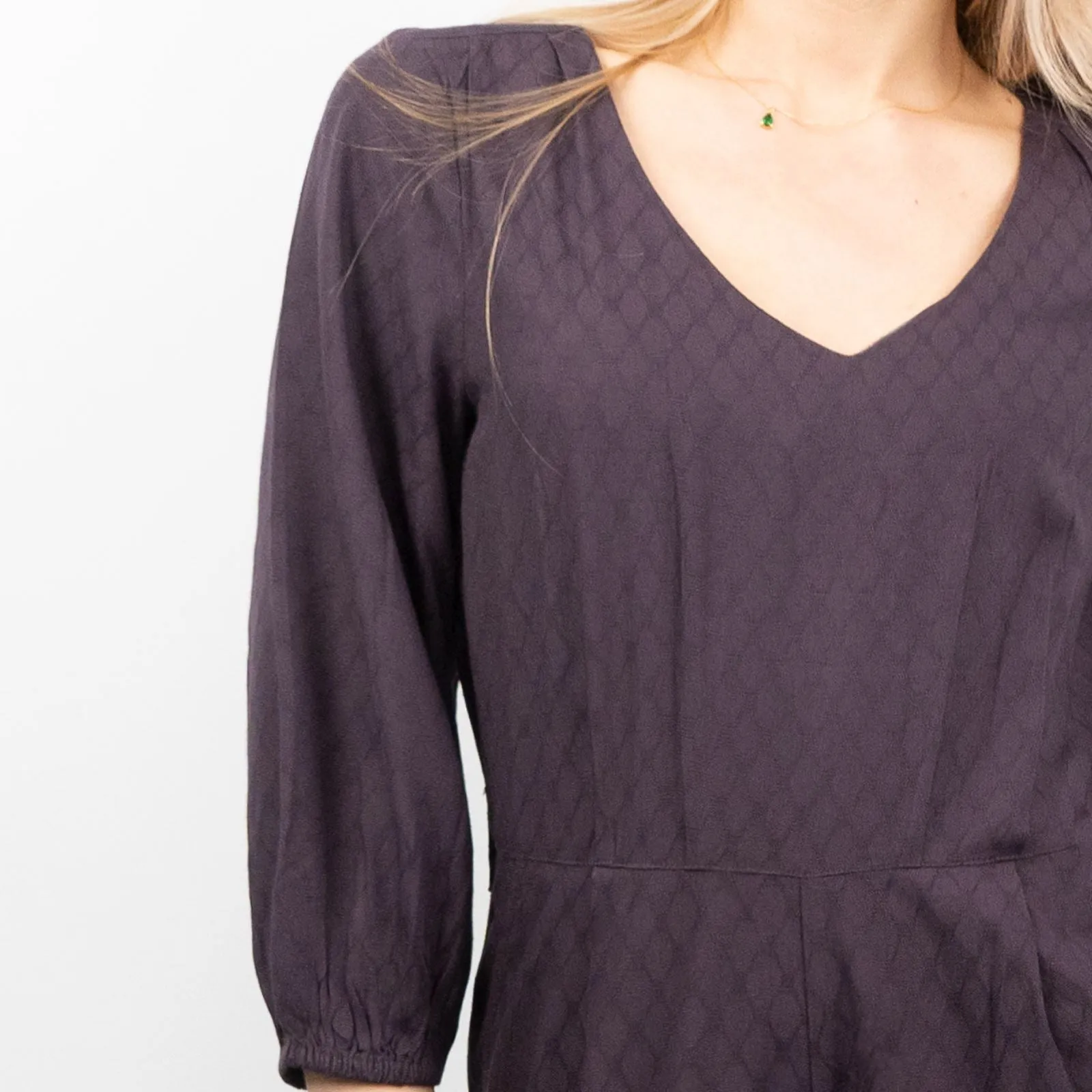 White Stuff Ilda Dark Purple 3/4 Sleeve Jumpsuit