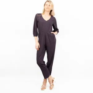White Stuff Ilda Dark Purple 3/4 Sleeve Jumpsuit