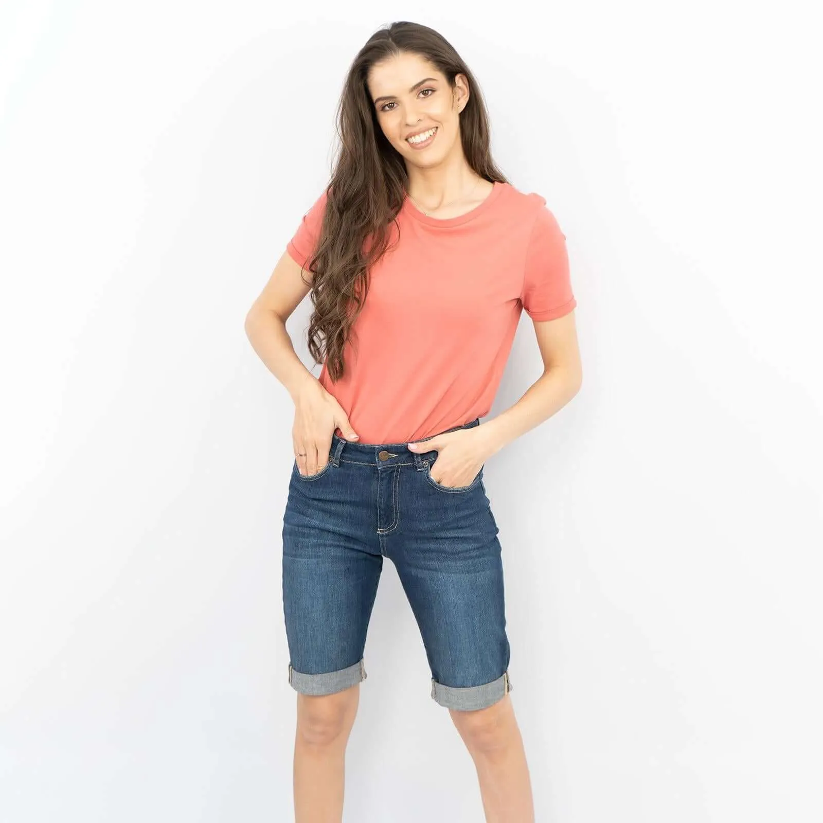 White Stuff Isla Blue Denim Stretch Casual Summer Shorts