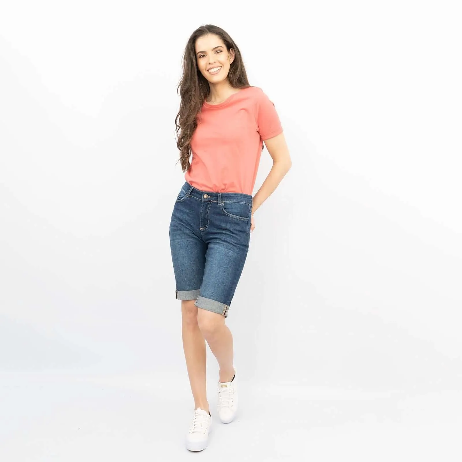 White Stuff Isla Blue Denim Stretch Casual Summer Shorts