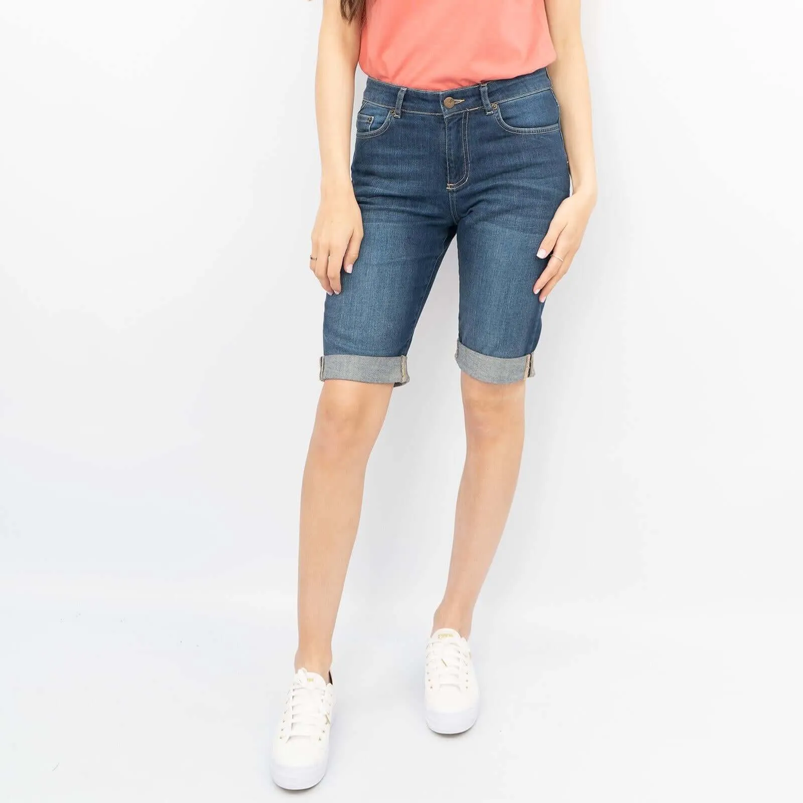 White Stuff Isla Blue Denim Stretch Casual Summer Shorts