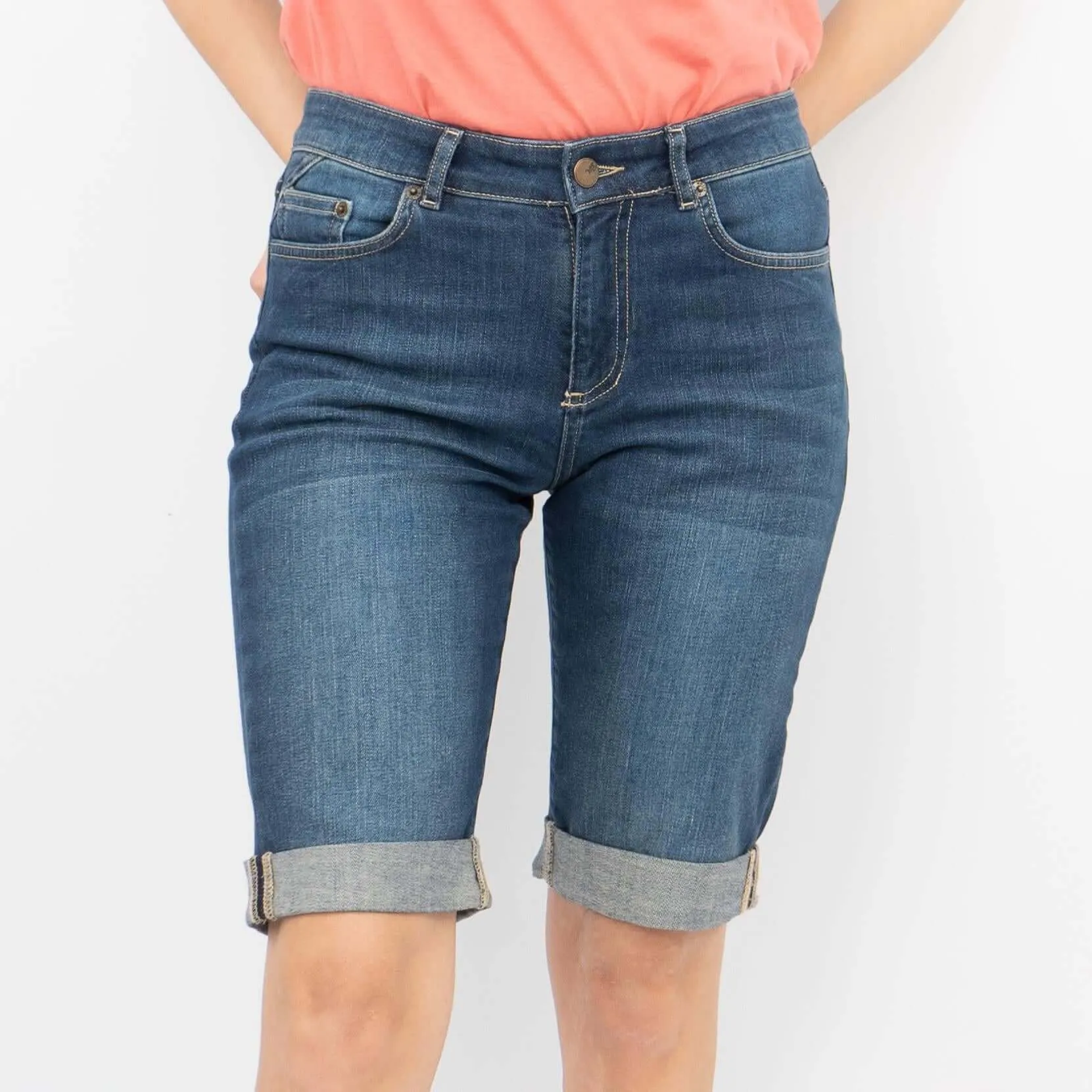 White Stuff Isla Blue Denim Stretch Casual Summer Shorts