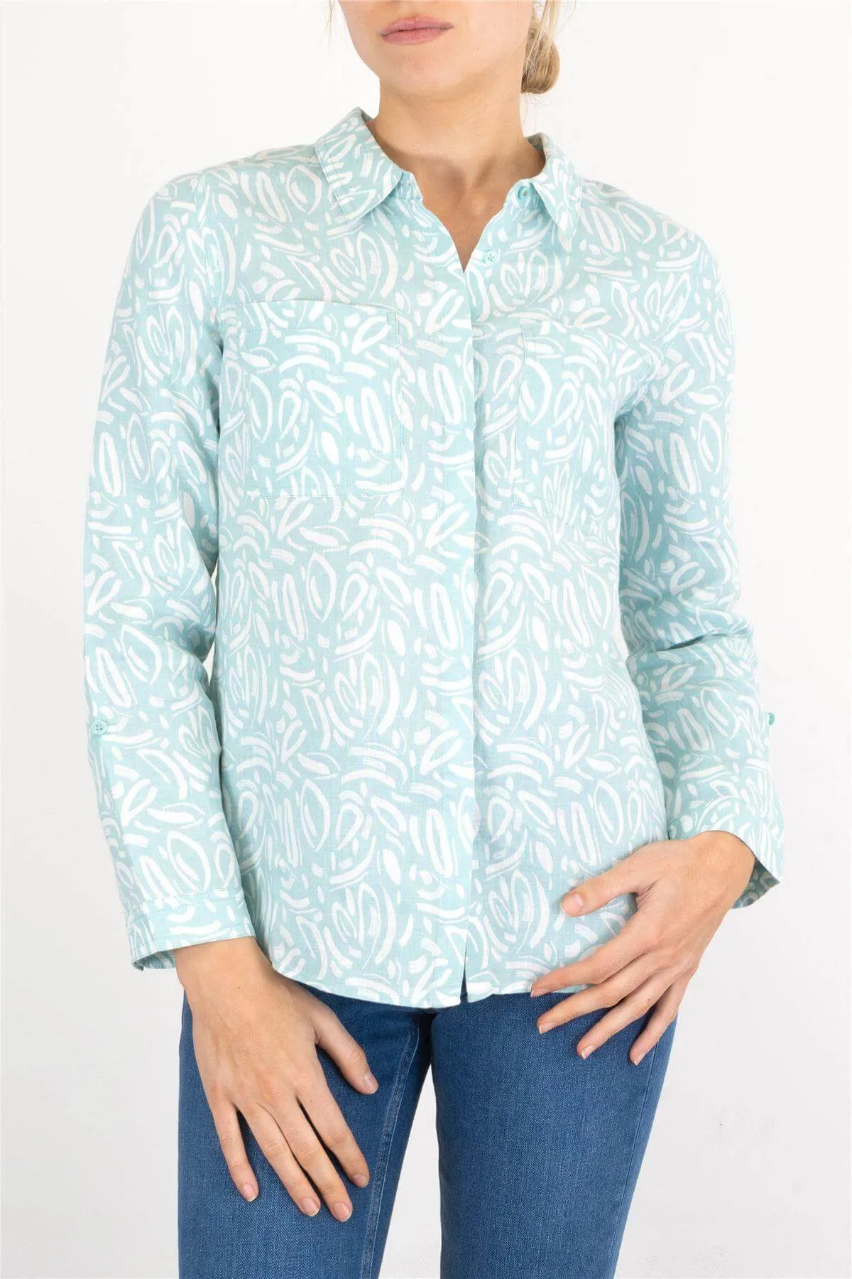 White Stuff Linen Sprig Long Sleeve Linen Shirt